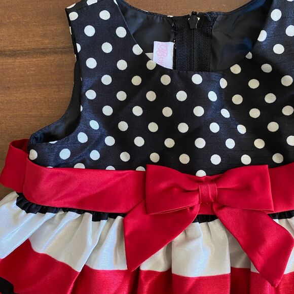 Bonnie Jean Baby Polka Dot & Stripe Formal Dress Girls' 18 Months - Picture 4 of 13